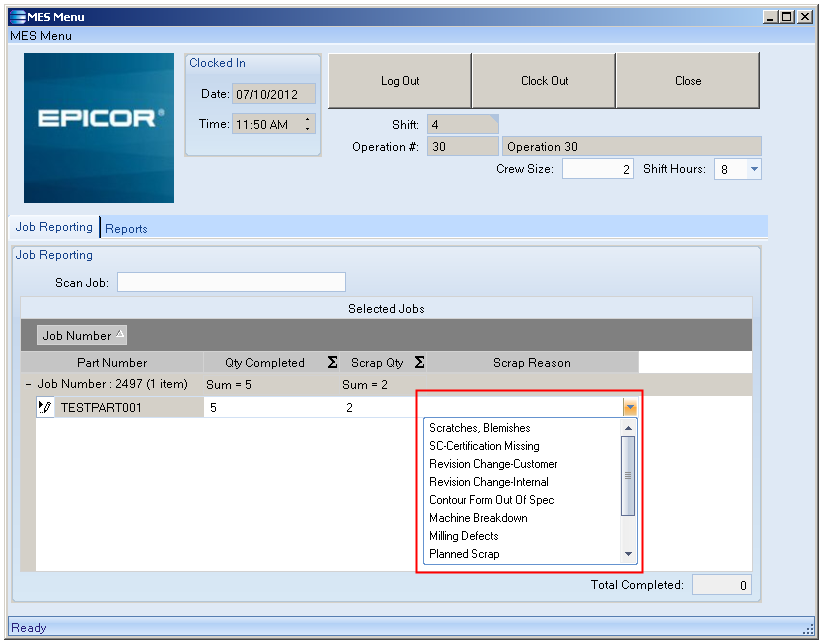 Job Activity At End of Shift Customization for Epicor ERP - SaberLogic - Screenshot 3