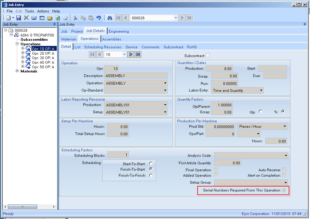 MES Serial Number Workflow for Epicor ERP - SaberLogic - Screenshot 1