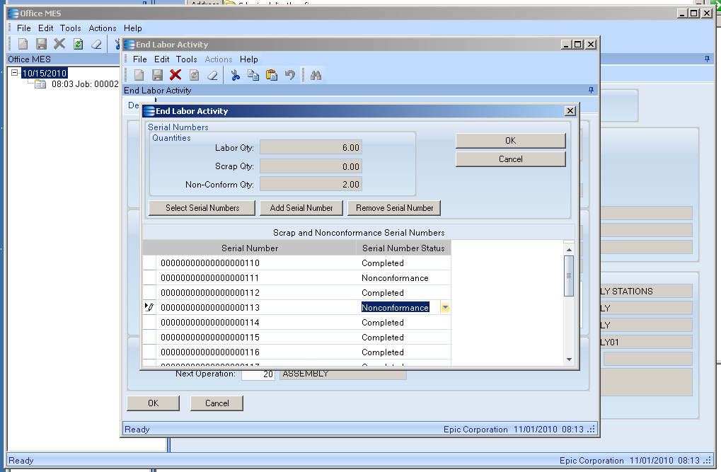 MES Serial Number Workflow for Epicor ERP - SaberLogic - Screenshot 7