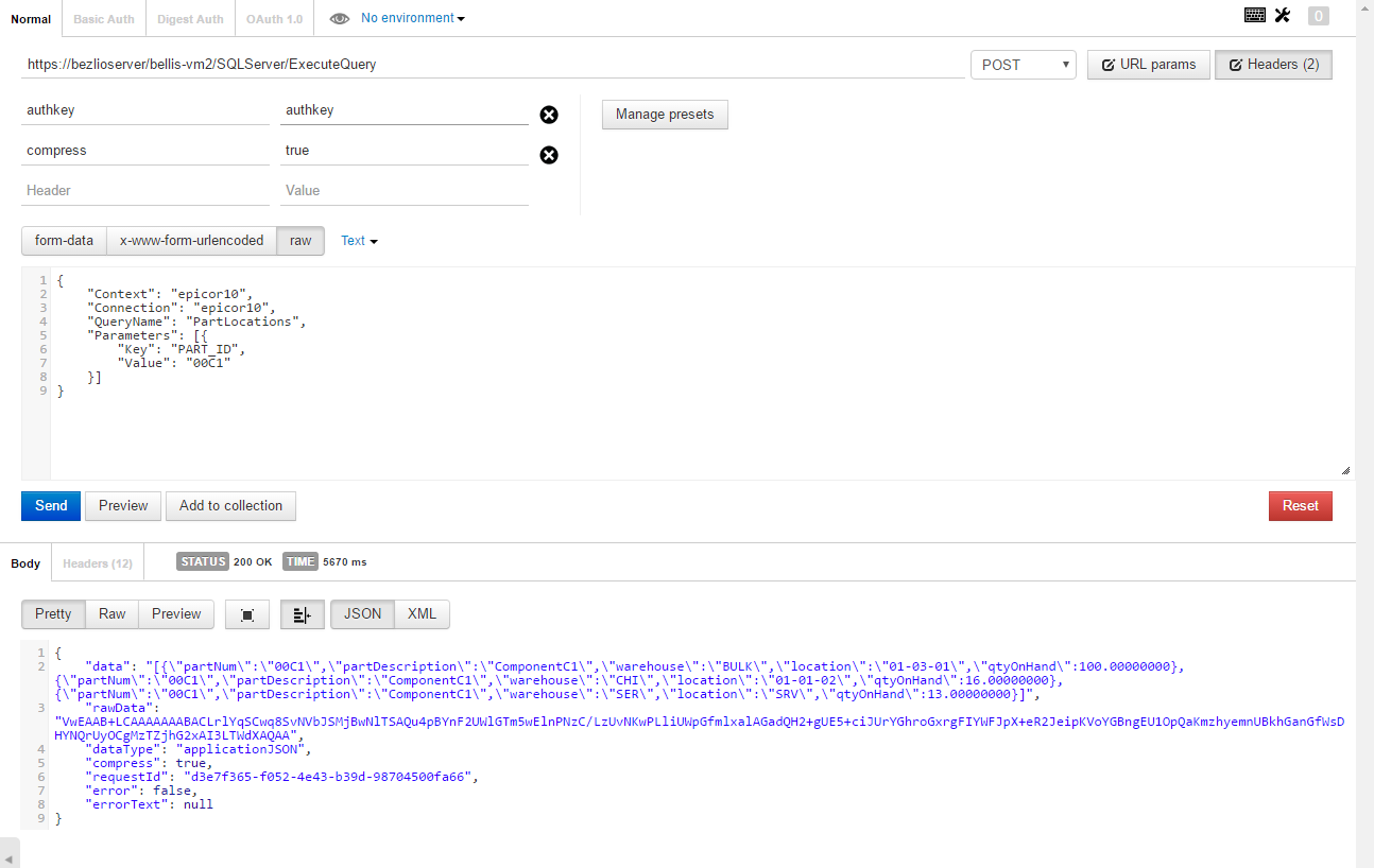 screenshot of restful test application POSTMAN